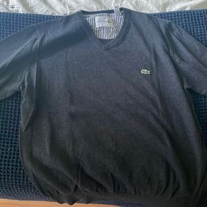 Lacoste Heather grey v-neck sweater size L